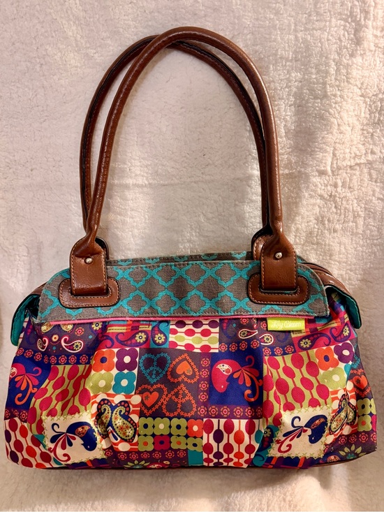 Lily Bloom Handbags - Lily Bloom Patchwork Paisley Satchel Shoulder Handbag Brown Trim Boho